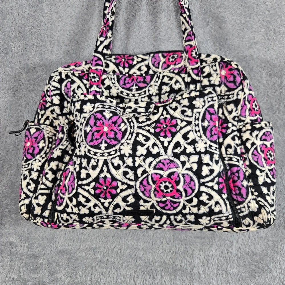 Vera Bradley Provencal Quilted Cotton Diaper Bag with Changing Pad Pink Black